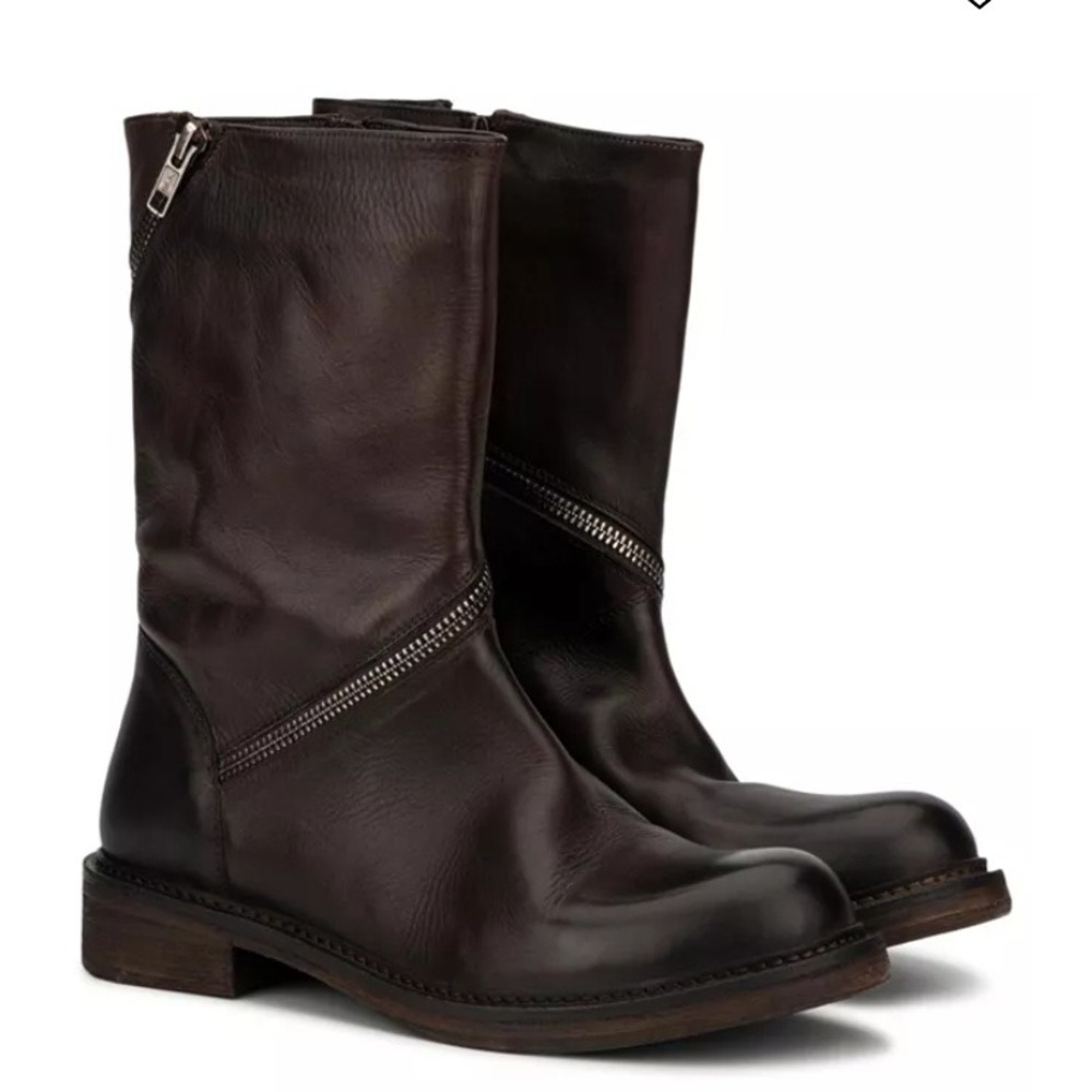 Vintage Foundry Co Leather Moto Boots Distressed Dark Brown‎ Mid Calf Wmn 10 NEW